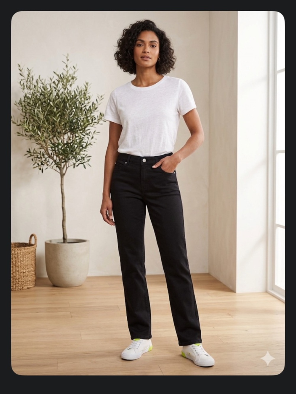 NWT Dennis Basso Classic stretch twill Black Straight-Leg Women's Jeans